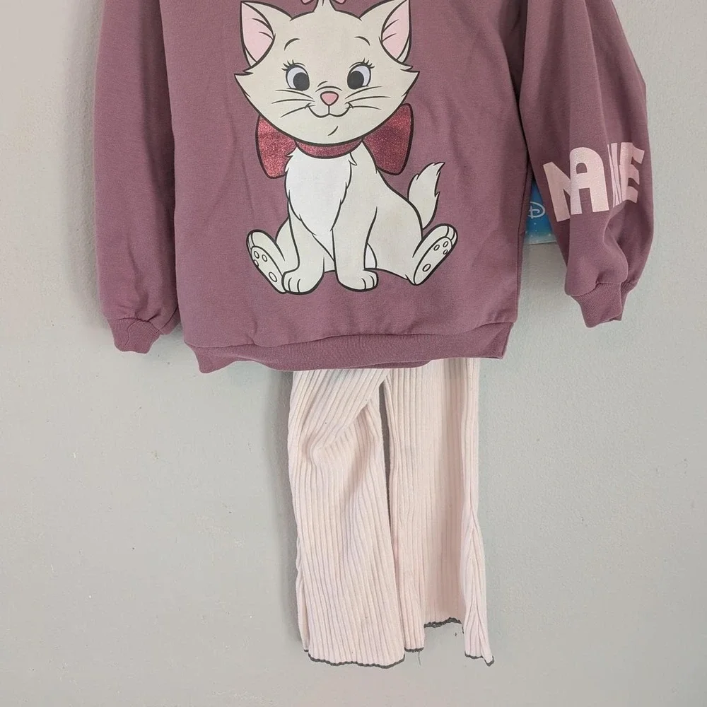 Disney Pink sweatshirt leggings outfit Marie Aristocats girls set size 5 NEW